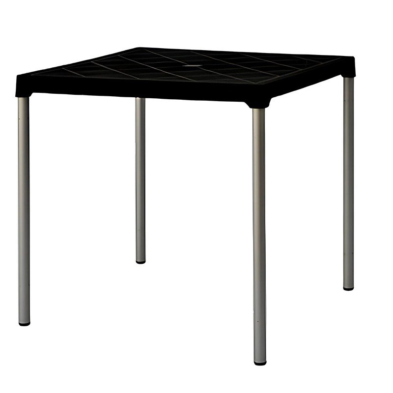 Table Carré Rosa avec Socle Aluminium - Noir 1 table carre rosa avec socle aluminium noir a