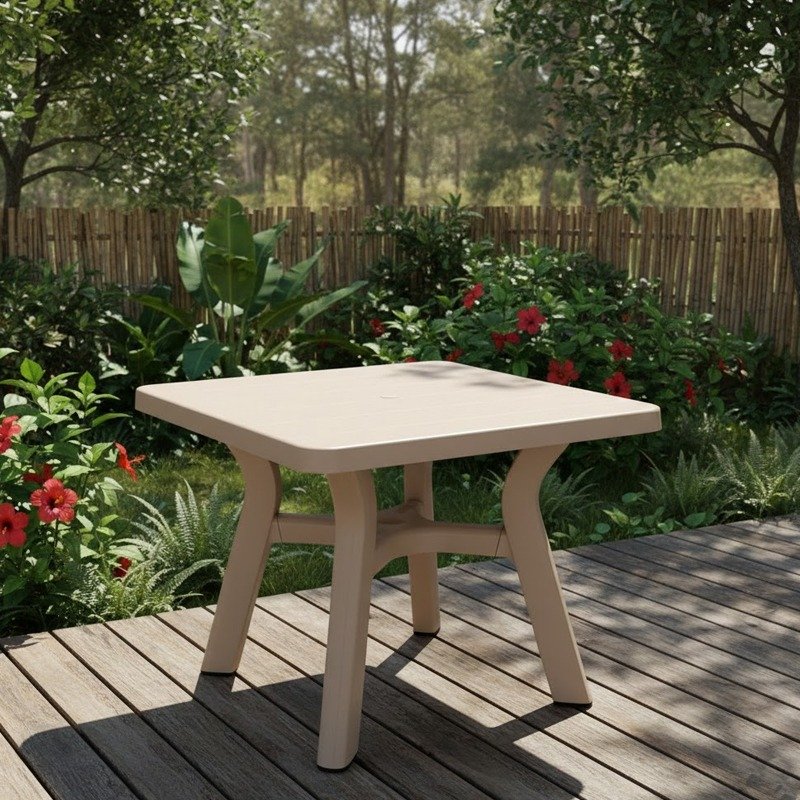 Table Plastique Carré Sarra - Beige 2 table plastique carre sarra beige a