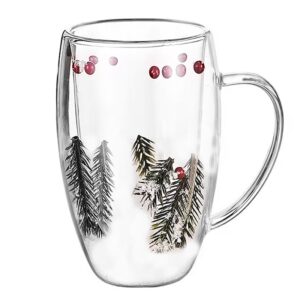 tasse a cafe double paroi fleur sapin ml
