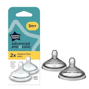 TOMMEE TIPPEE 2 TETINES ANTI COLIQUE AVANCEE DEBIT MOYEN 3MOIS+ 3 tommee tippee tetines anti colique avancee debit moyen mois