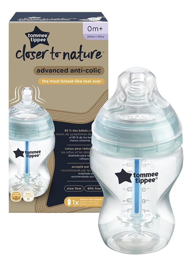 TOMMEE TIPPEE BIBERON ADVANCED ANTI-COLIQUE TURQUOISE 0M+ 260ML 1 tommee tippee biberon advanced anti colique turquoise m ml