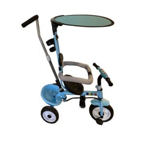 tricycle rodeo k avec canne directionnel et pare soleil bleu