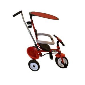 tricycle rodeo k avec canne directionnel et pare soleil rouge