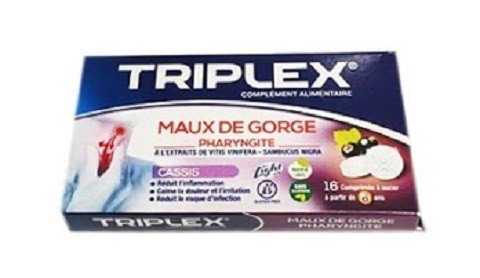 TRIPLEX MAUX DE GORGE CASSIS 16 COMPRIMES 1 triplex maux de gorge cassis comprimes