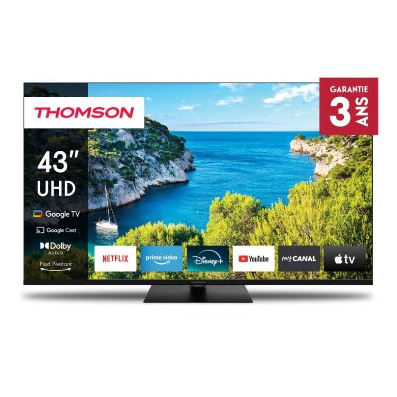 TV Thomson 43" 43UG5C14 4K UHD Side Feet Google Tv - Noir 1 tv thomson ugc k uhd side feet google tv noir