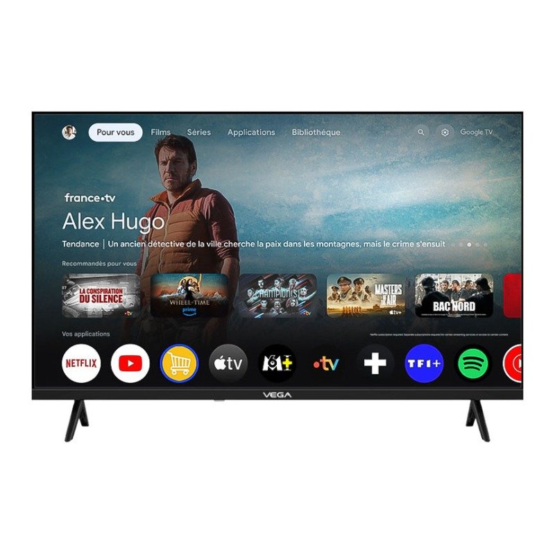 Tv VEGA 50" Smart Qled UHD 4K Avec Récepteur Intégré - Noir 2 tv vega smart qled fhd avec recepteur integre noir