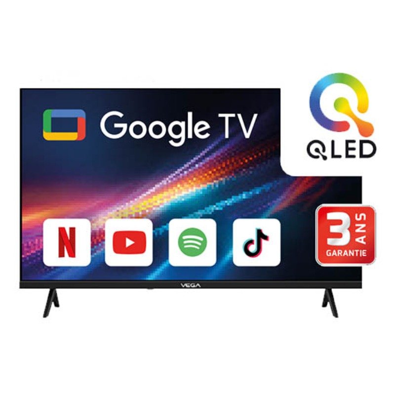 Tv VEGA 50" Smart Qled UHD 4K Avec Récepteur Intégré - Noir 3 tv vega smart qled fhd avec recepteur integre noir