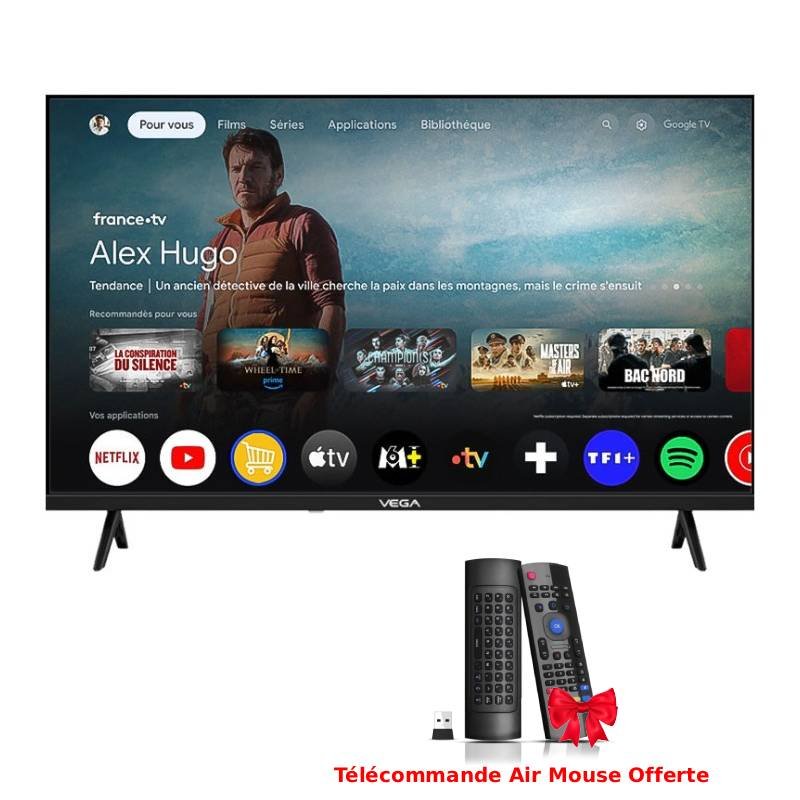 Tv VEGA 50" Smart Qled UHD 4K Avec Récepteur Intégré - Noir 1 tv vega smart qled uhd k avec recepteur integre noir h