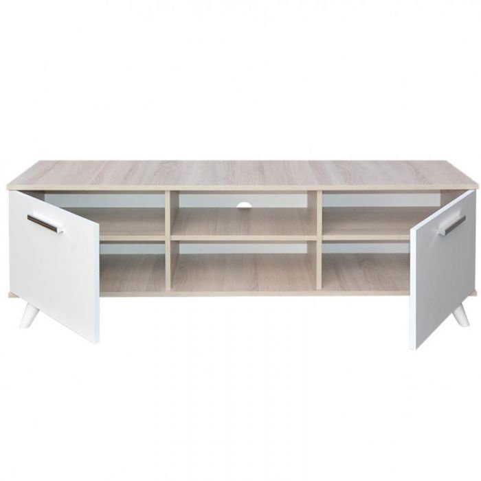 Table TV SOTUFAB JOY - Chêne brut & Blanc 2 tvcb bc