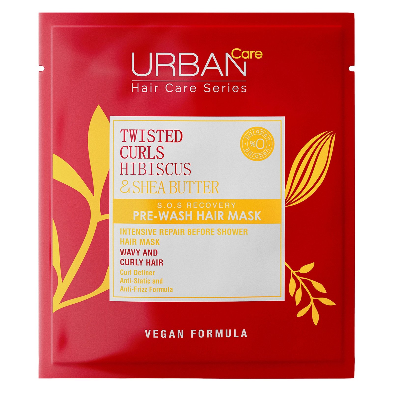 URBAN CARE PRE-WASH CURLY HAIR MASK TWISTED CURLS HIBISCUS & SHEA BUTTER 50ML 1 urban care pre wash curly hair mask twisted curls hibiscus shea butter ml