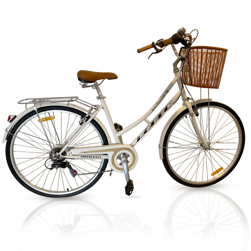 Vélo de Ville RODEO 6026-C6VS Avec Panier Avant - Blanc 1 velo de ville rodeo cvs avec panier avant blanc