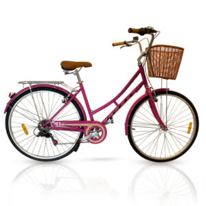velo de ville rodeo cvs avec panier avant rose