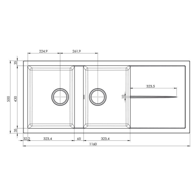 Évier De Cuisine Encastrable FOCUS Graniteck Égouttoir + 2 Bacs - Blanc 2 vier de cuisine encastrable focus graniteck bacs gouttoir filo