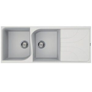 vier de cuisine encastrable focus graniteck bacs gouttoir blanc