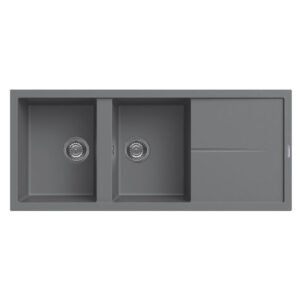 vier de cuisine encastrable focus graniteck bacs gouttoir gris filo
