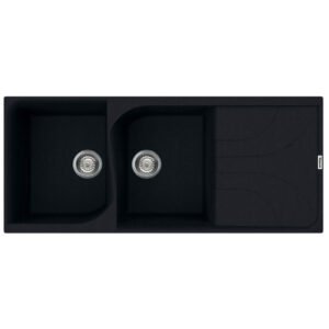 vier de cuisine encastrable focus graniteck bacs gouttoir noir