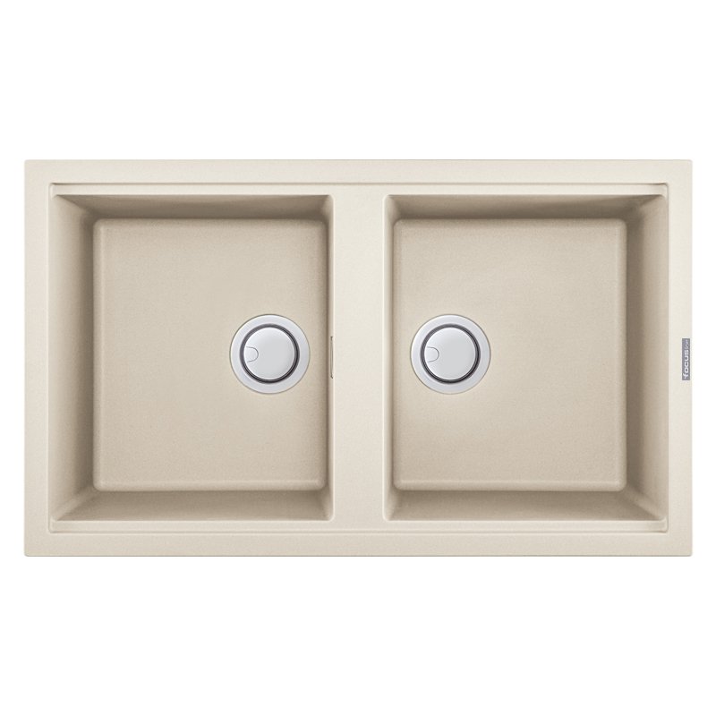 Évier De Cuisine Encastrable FOCUS Graniteck 2 Bacs - Champagne 1 vier de cuisine encastrable focus graniteck bacs champagne