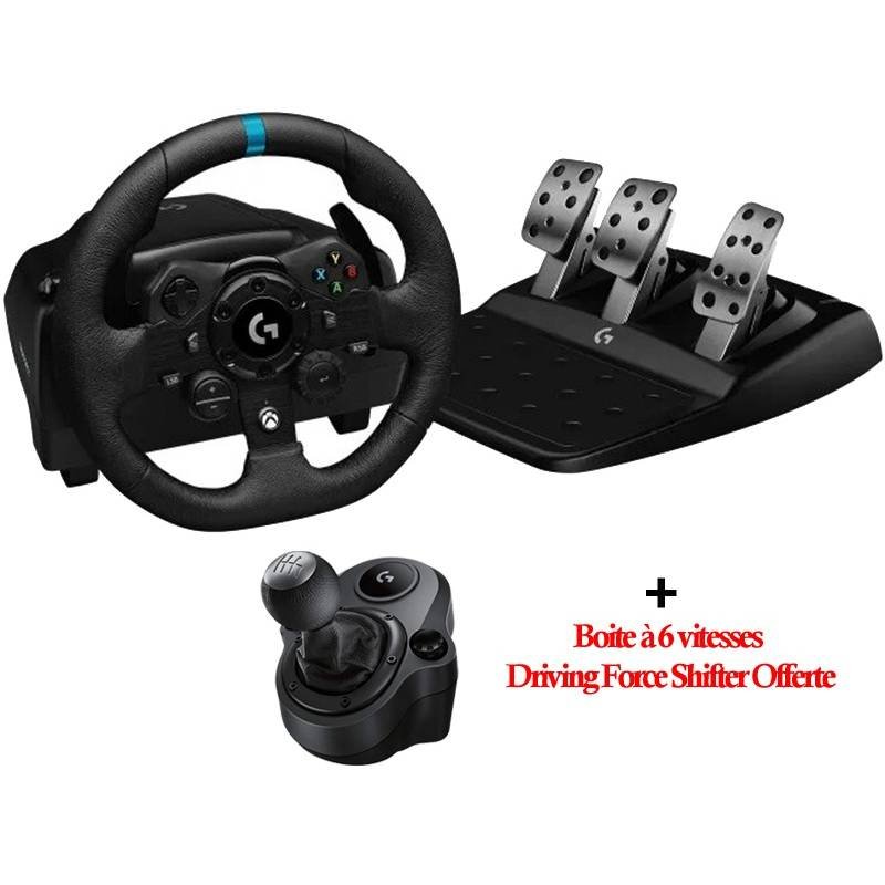 Volant De Course Avec Pédales LOGITECH G923 + Boite à 6 vitesses Driving Force Shifter 1 volant de course avec pedales logitech g boite a vitesses driving force shifter k