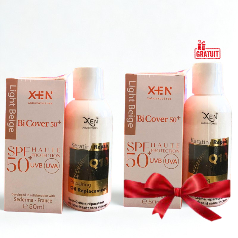 XEN BEIGE CLAIR SPF 50+ 50ML+LOTION CHEVEUX SPF30 100ML OFFERT + (LE 2 EME OFFERT) 1 xen beige clair spf mllotion cheveux spf ml offert le eme offert